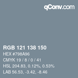 Código de color: RGB 121 138 150 | qconv.com