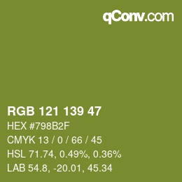 カラーコード: RGB 121 139 47 | qconv.com