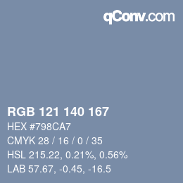 カラーコード: RGB 121 140 167 | qconv.com