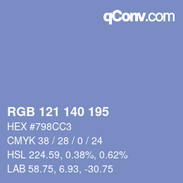 カラーコード: RGB 121 140 195 | qconv.com