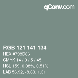 Código de color: RGB 121 141 134 | qconv.com