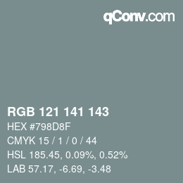 Color code: RGB 121 141 143 | qconv.com