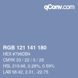 Farbcode: RGB 121 141 180 | qconv.com