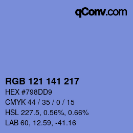 Color code: RGB 121 141 217 | qconv.com