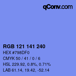 Color code: RGB 121 141 240 | qconv.com