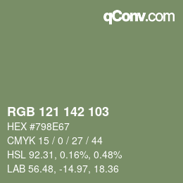 颜色代码: RGB 121 142 103 | qconv.com