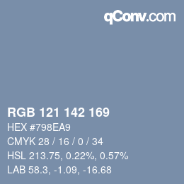 Color code: RGB 121 142 169 | qconv.com