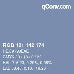カラーコード: RGB 121 142 174 | qconv.com