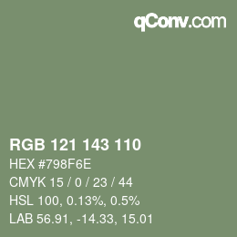 Farbcode: RGB 121 143 110 | qconv.com