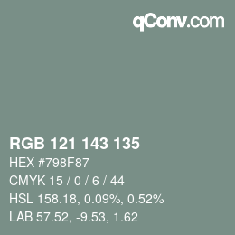 Código de color: RGB 121 143 135 | qconv.com
