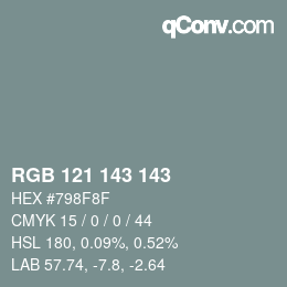 カラーコード: RGB 121 143 143 | qconv.com