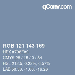 Código de color: RGB 121 143 169 | qconv.com