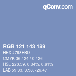 カラーコード: RGB 121 143 189 | qconv.com