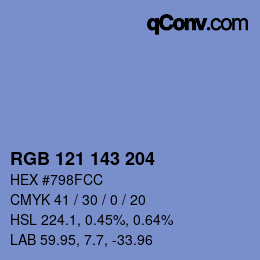 Color code: RGB 121 143 204 | qconv.com