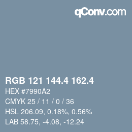 カラーコード: RGB 121 144.4 162.4 | qconv.com