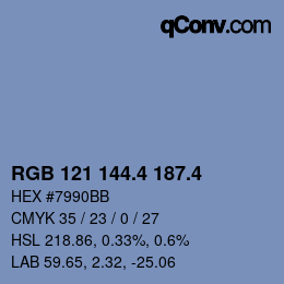 カラーコード: RGB 121 144.4 187.4 | qconv.com