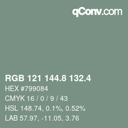 カラーコード: RGB 121 144.8 132.4 | qconv.com
