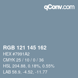 Color code: RGB 121 145 162 | qconv.com