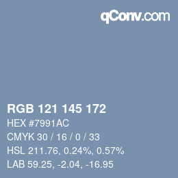 Color code: RGB 121 145 172 | qconv.com