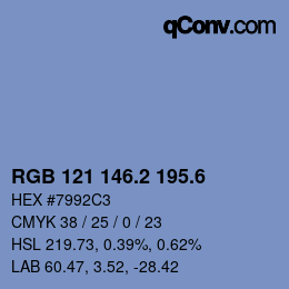 カラーコード: RGB 121 146.2 195.6 | qconv.com