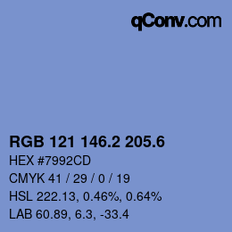 カラーコード: RGB 121 146.2 205.6 | qconv.com