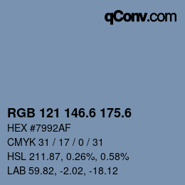 カラーコード: RGB 121 146.6 175.6 | qconv.com