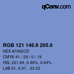 カラーコード: RGB 121 146.6 205.6 | qconv.com