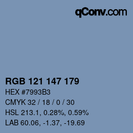 Color code: RGB 121 147 179 | qconv.com