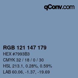 颜色代码: RGB 121 147 179 | qconv.com