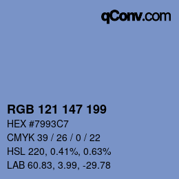 カラーコード: RGB 121 147 199 | qconv.com