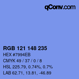 カラーコード: RGB 121 148 235 | qconv.com