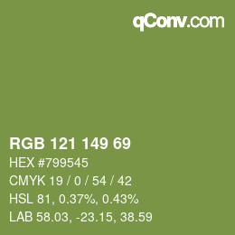 カラーコード: RGB 121 149 69 | qconv.com