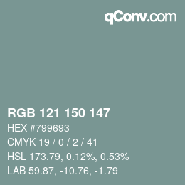 Código de color: RGB 121 150 147 | qconv.com