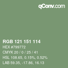 Color code: RGB 121 151 114 | qconv.com