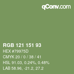 Farbcode: RGB 121 151 93 | qconv.com