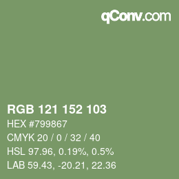颜色代码: RGB 121 152 103 | qconv.com