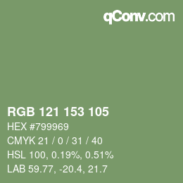 Color code: RGB 121 153 105 | qconv.com