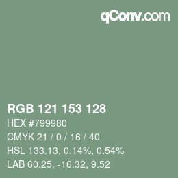 Color code: RGB 121 153 128 | qconv.com