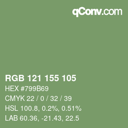 颜色代码: RGB 121 155 105 | qconv.com