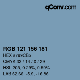 Color code: RGB 121 156 181 | qconv.com