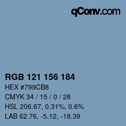 Color code: RGB 121 156 184 | qconv.com