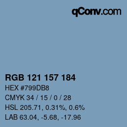 Color code: RGB 121 157 184 | qconv.com