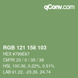 颜色代码: RGB 121 158 103 | qconv.com