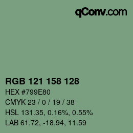 Color code: RGB 121 158 128 | qconv.com