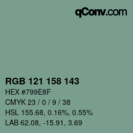 Color code: RGB 121 158 143 | qconv.com