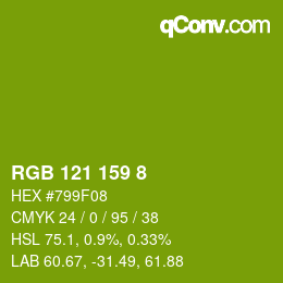カラーコード: RGB 121 159 8 | qconv.com