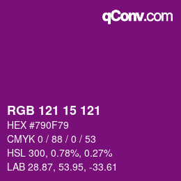 Color code: RGB 121 15 121 | qconv.com