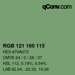 Color code: RGB 121 160 115 | qconv.com