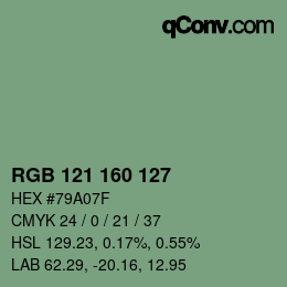 Código de color: RGB 121 160 127 | qconv.com