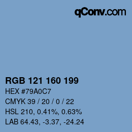 Color code: RGB 121 160 199 | qconv.com